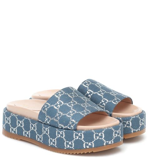 blue gucci lame slides|Gucci cut out slides.